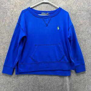 Vintage Ralph Lauren Pullover Womens XS Royal Blue Crewneck Sweatshirt Fleece